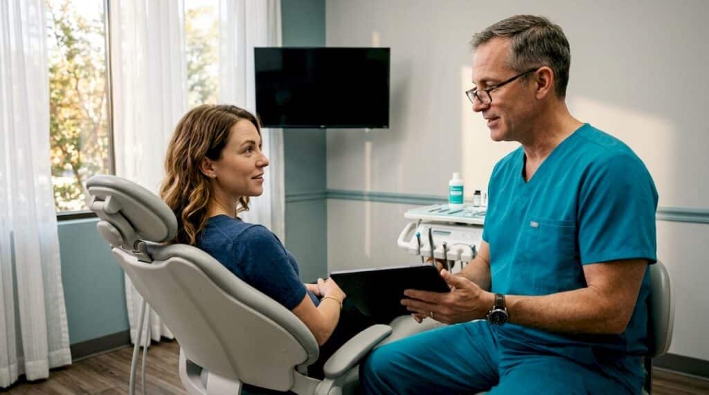 Smiling patient during dental consultation